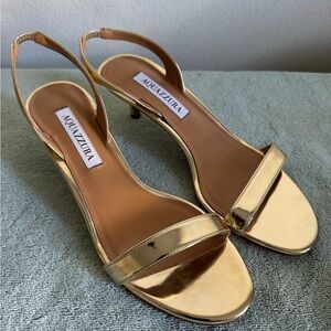 Aquazzura Metallic Gold Heels Sandal